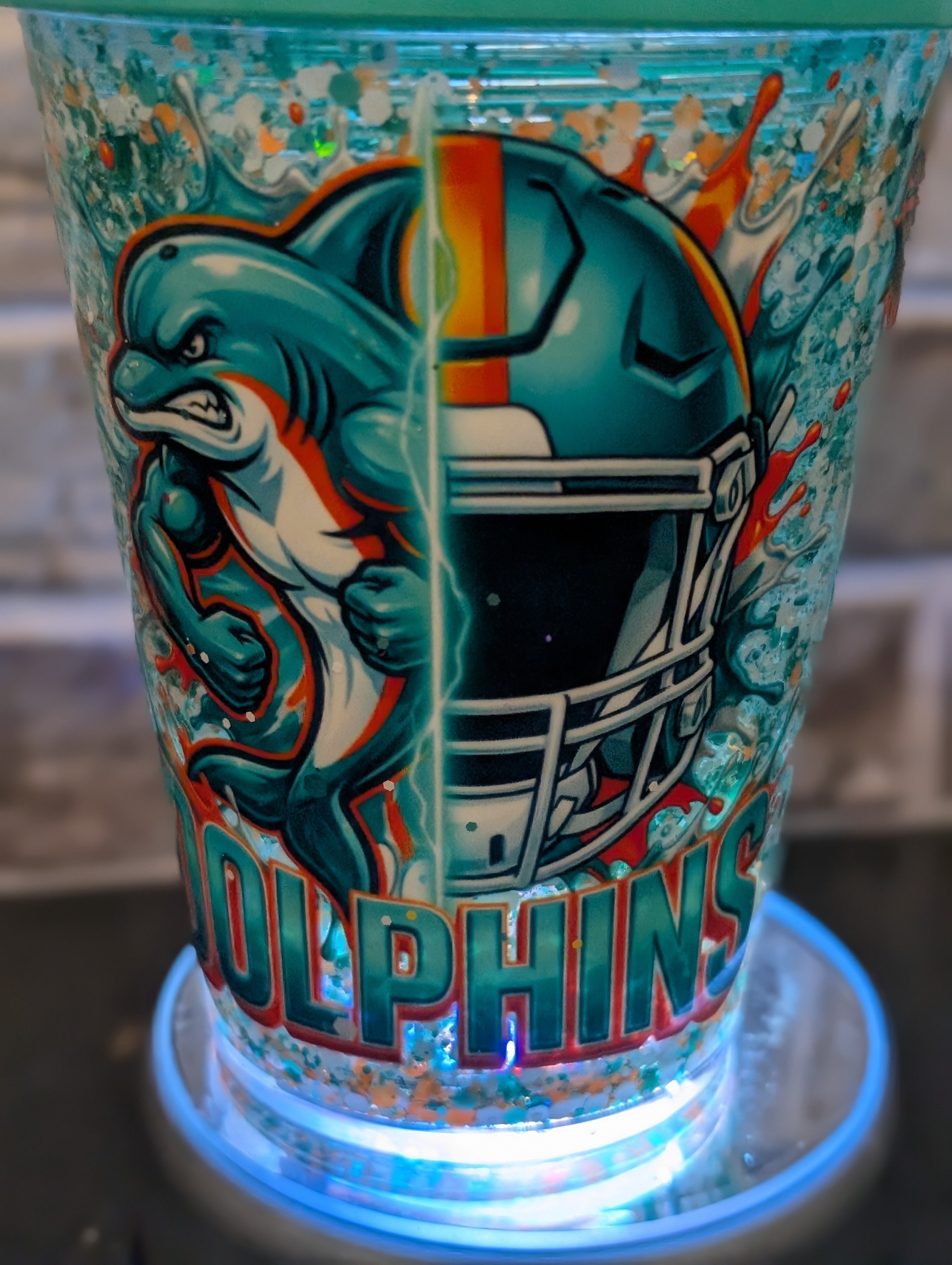 10oz Tumbler – Dolphins Fan Design, Acrylic