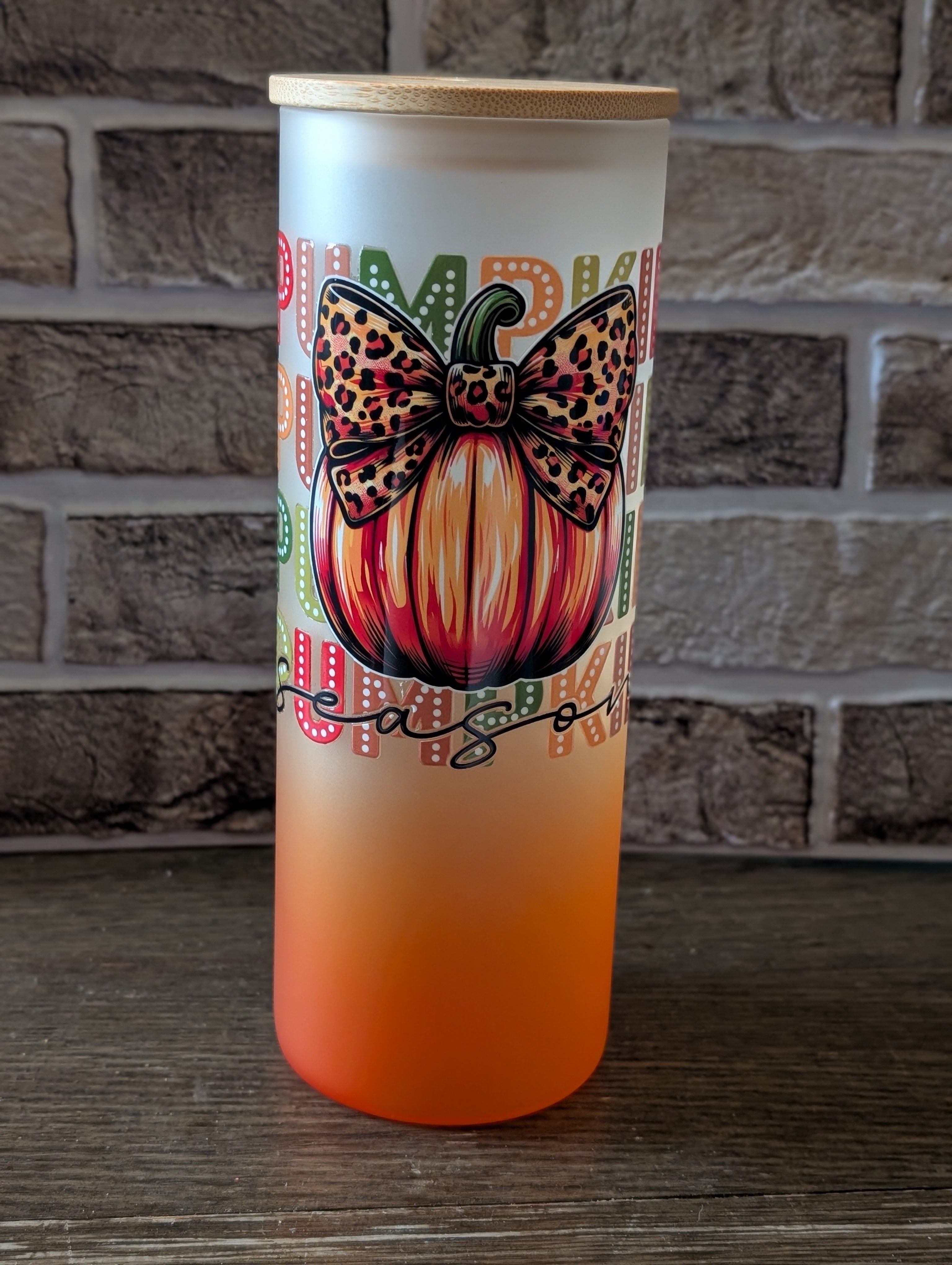 25oz Glass Tumbler – Pumpkin Season Design
