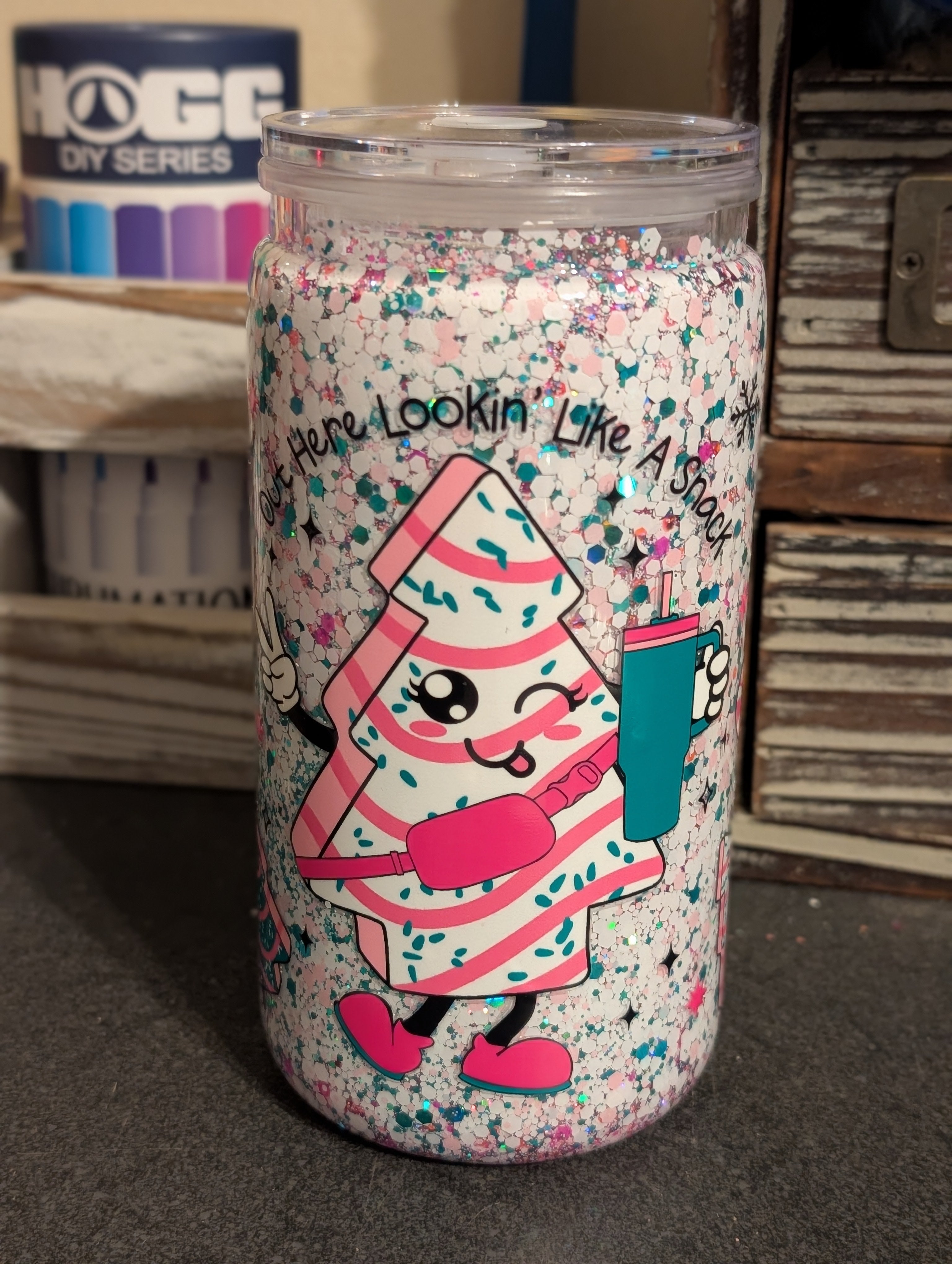 16oz Skinny Tumbler – Snack Design, Acrylic