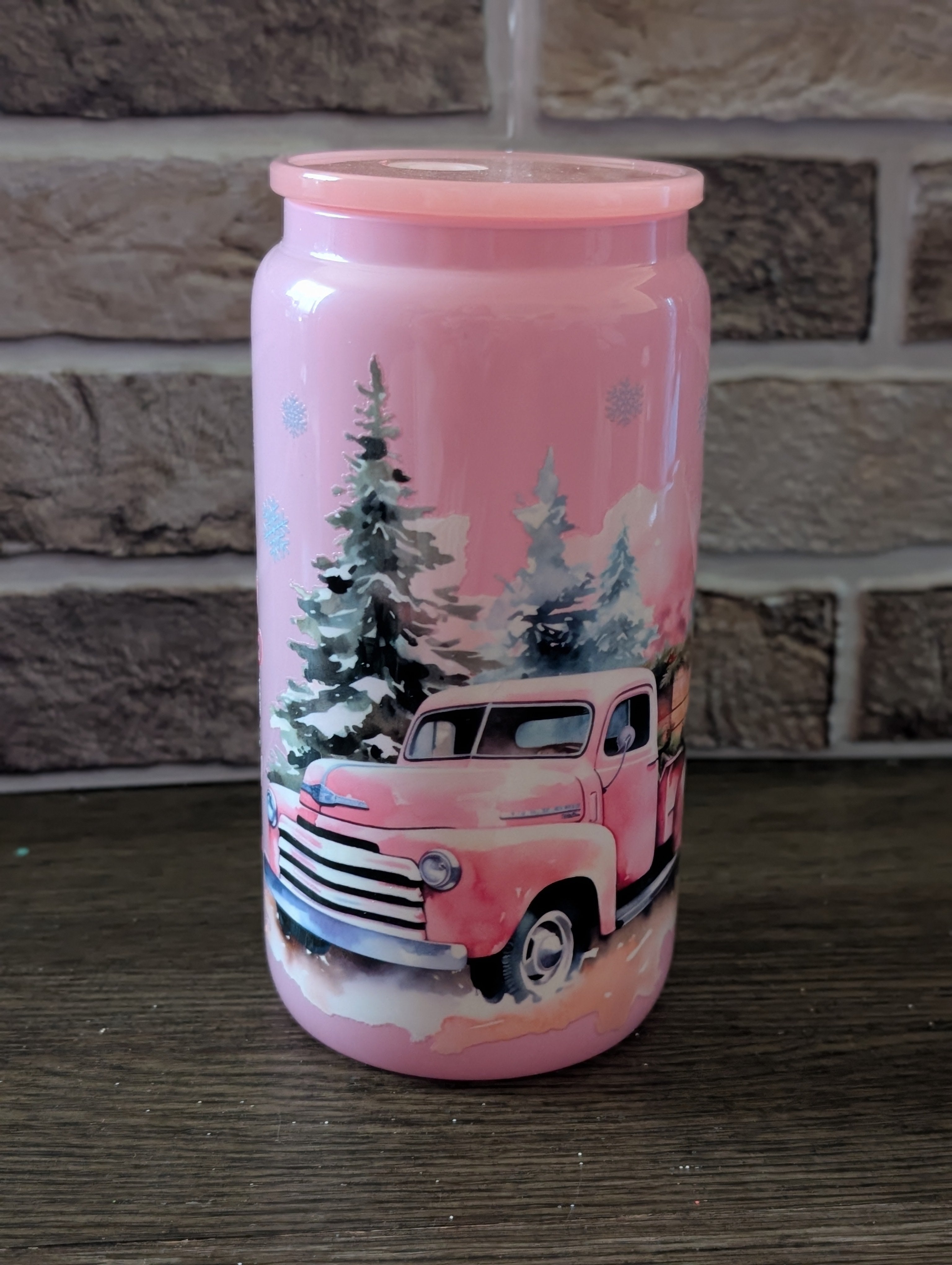 16oz Glass Tumbler – Old Truck Design