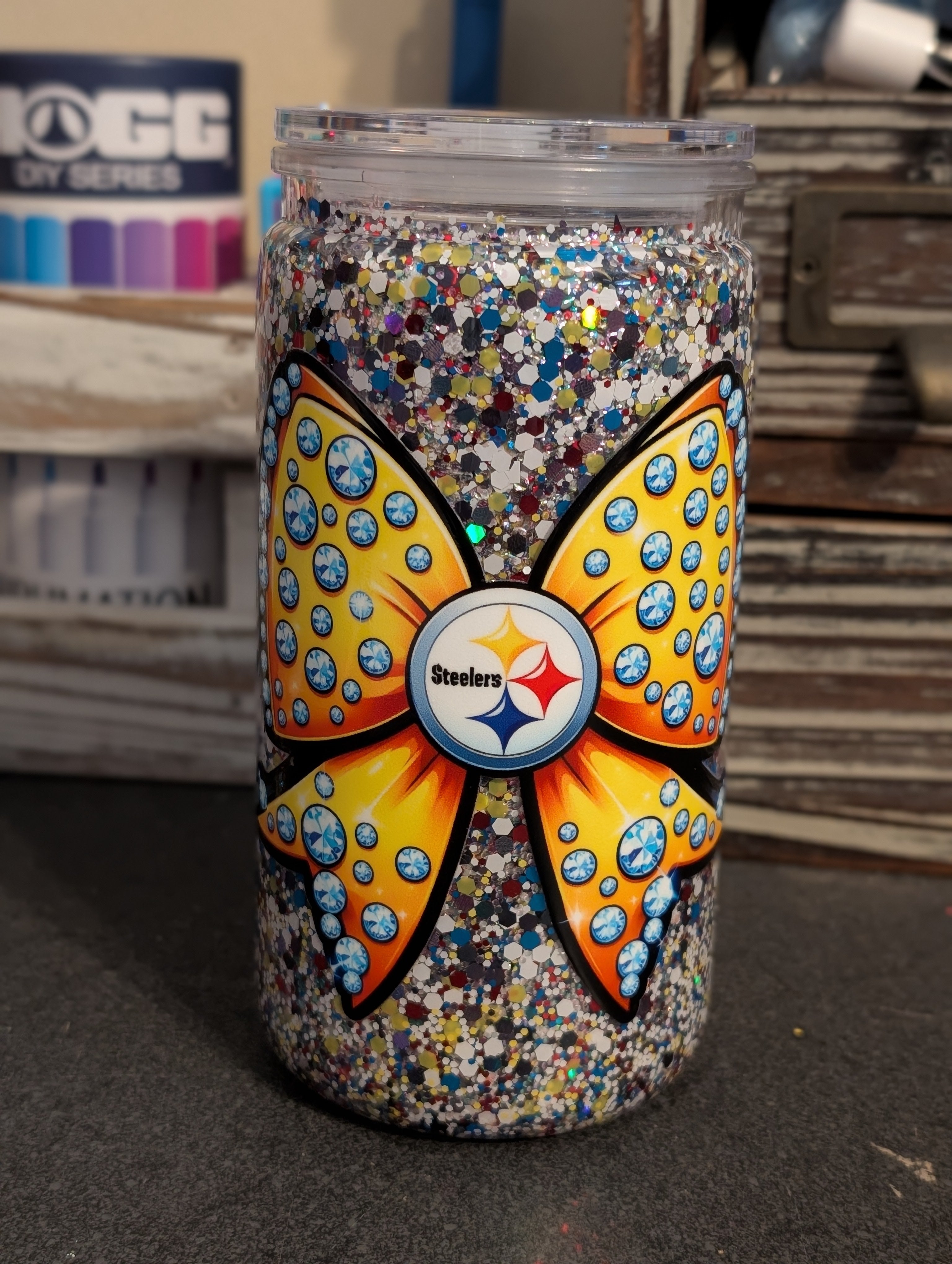 16oz Skinny Tumbler – Steelers Fan Design, Acrylic