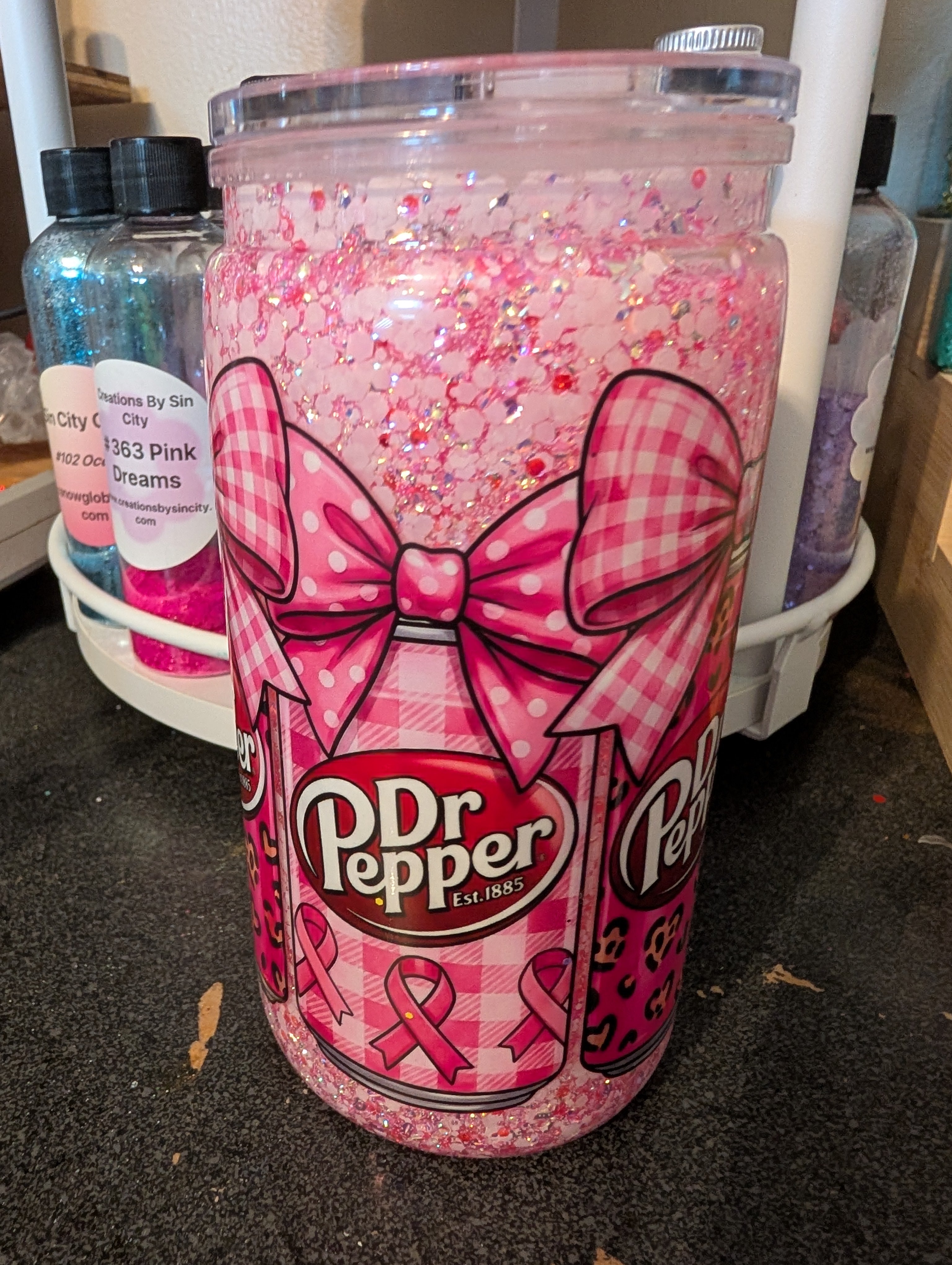 16oz Skinny Tumbler – Dr Pepper Fan Design, Acrylic