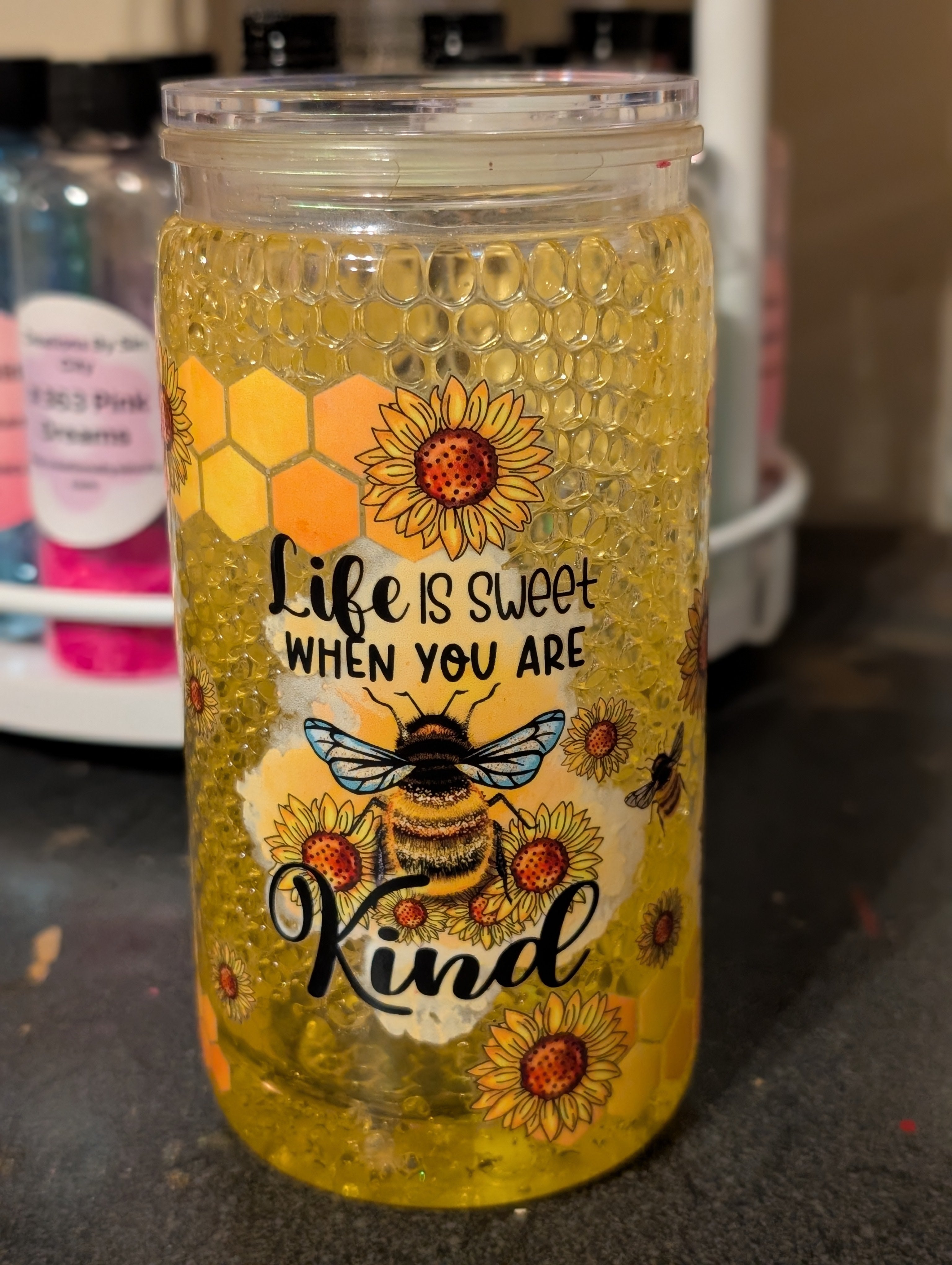 16oz Skinny Tumbler – Bee Design, Acrylic