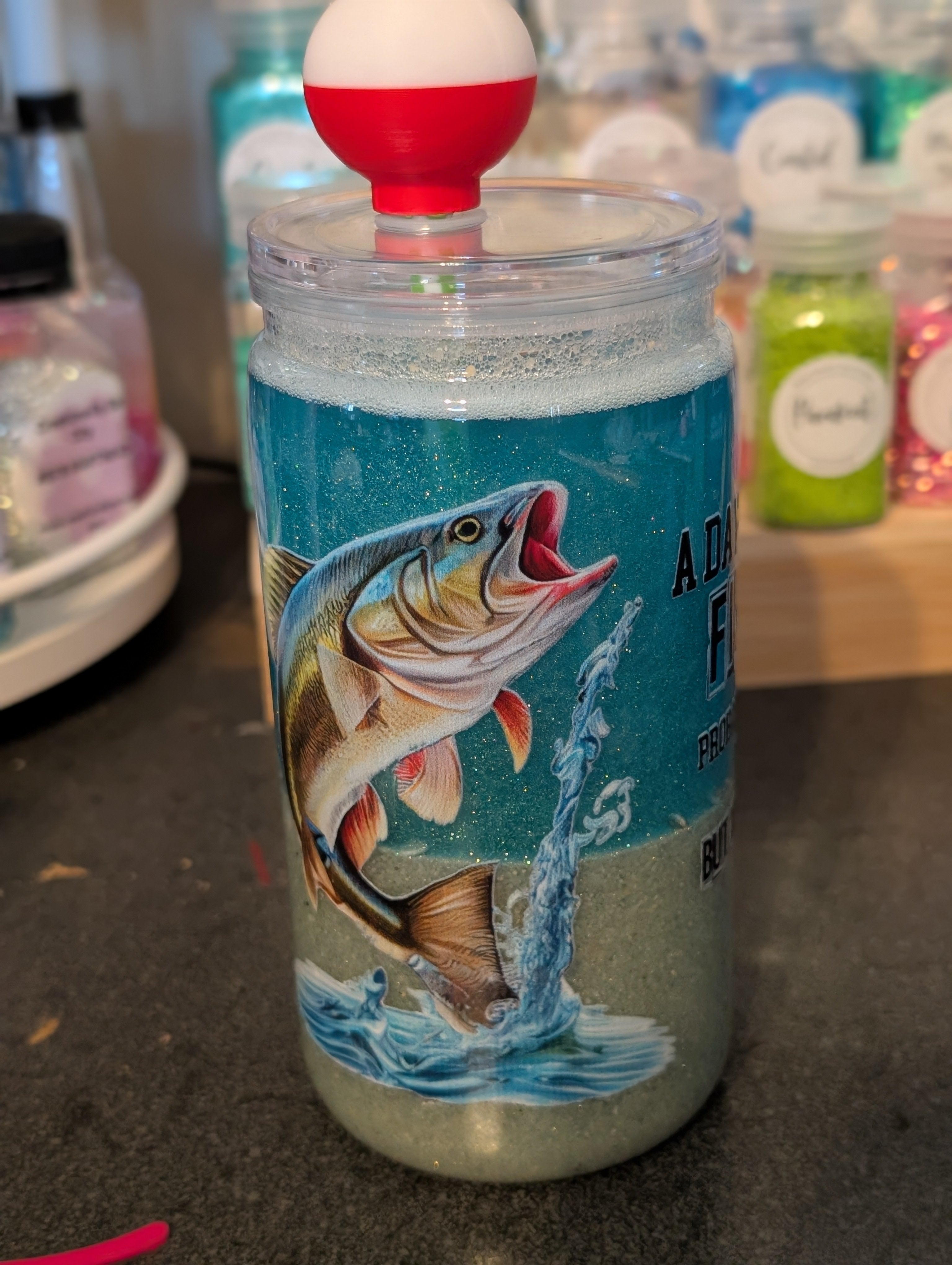 16oz Skinny Tumbler – Fishing Design, Acrylic