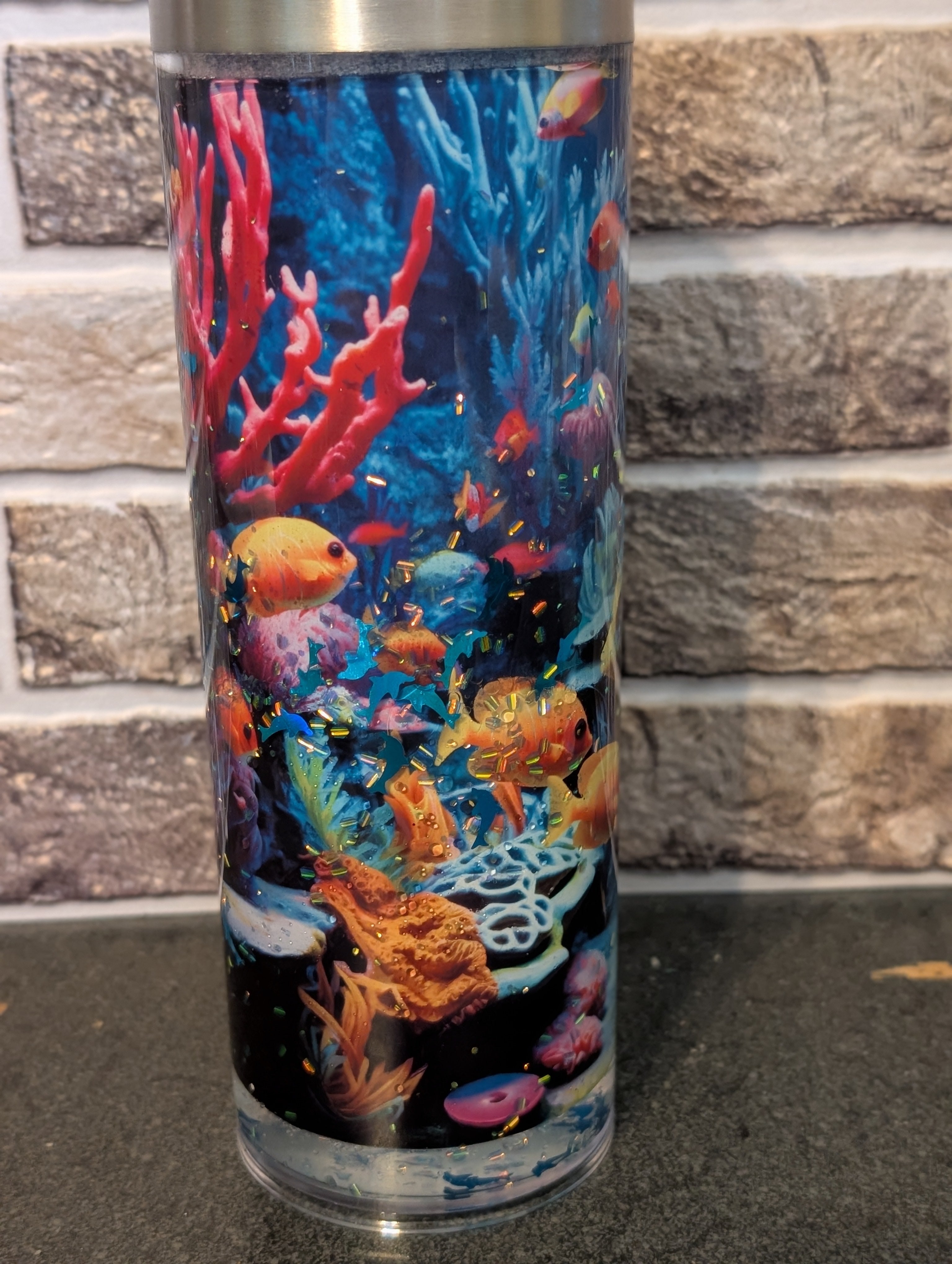 20oz Sublimation Tumbler – Aquarium Design, Acrylic & Stainless Steel