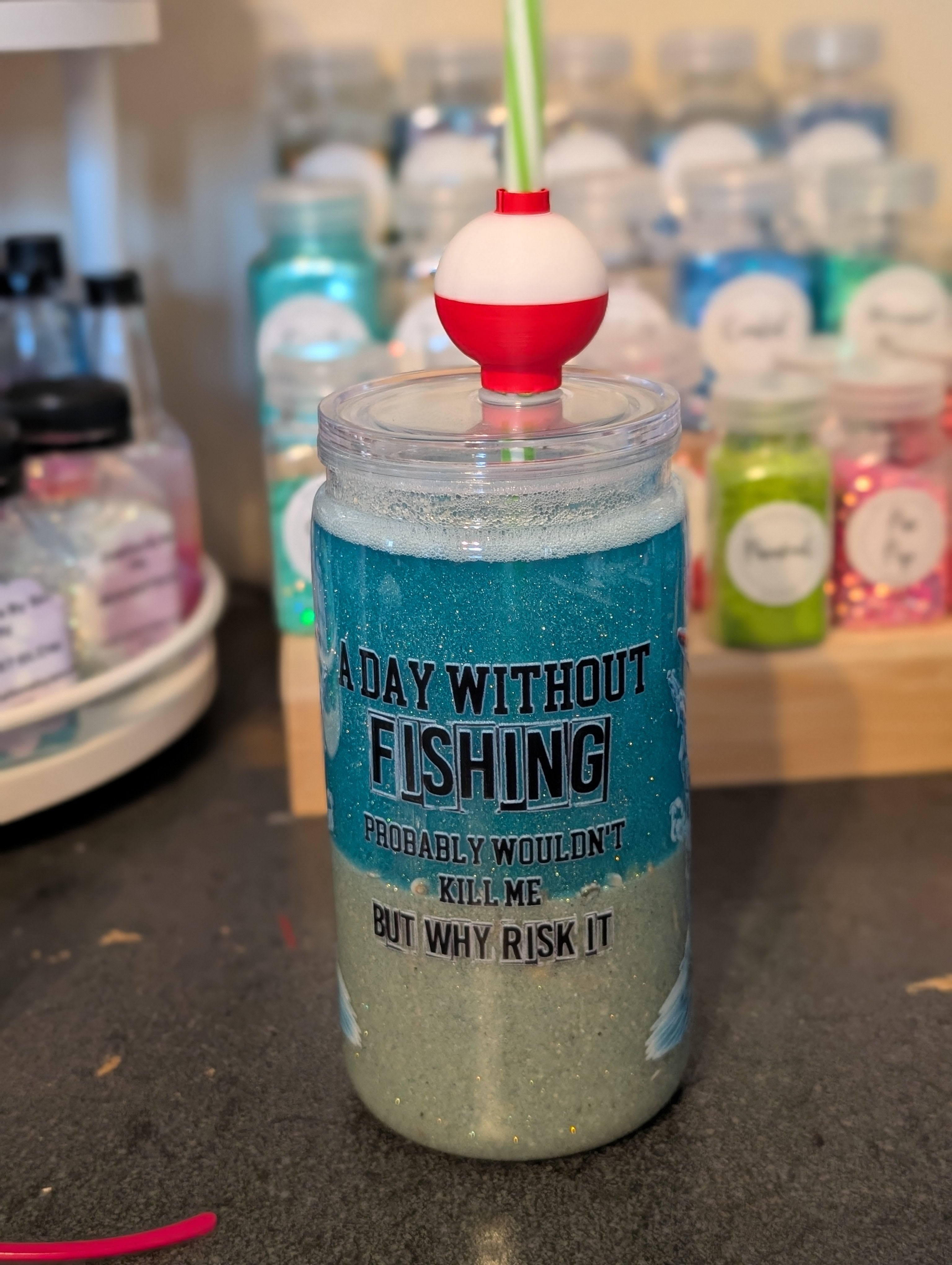 16oz Skinny Tumbler – Fishing Design, Acrylic