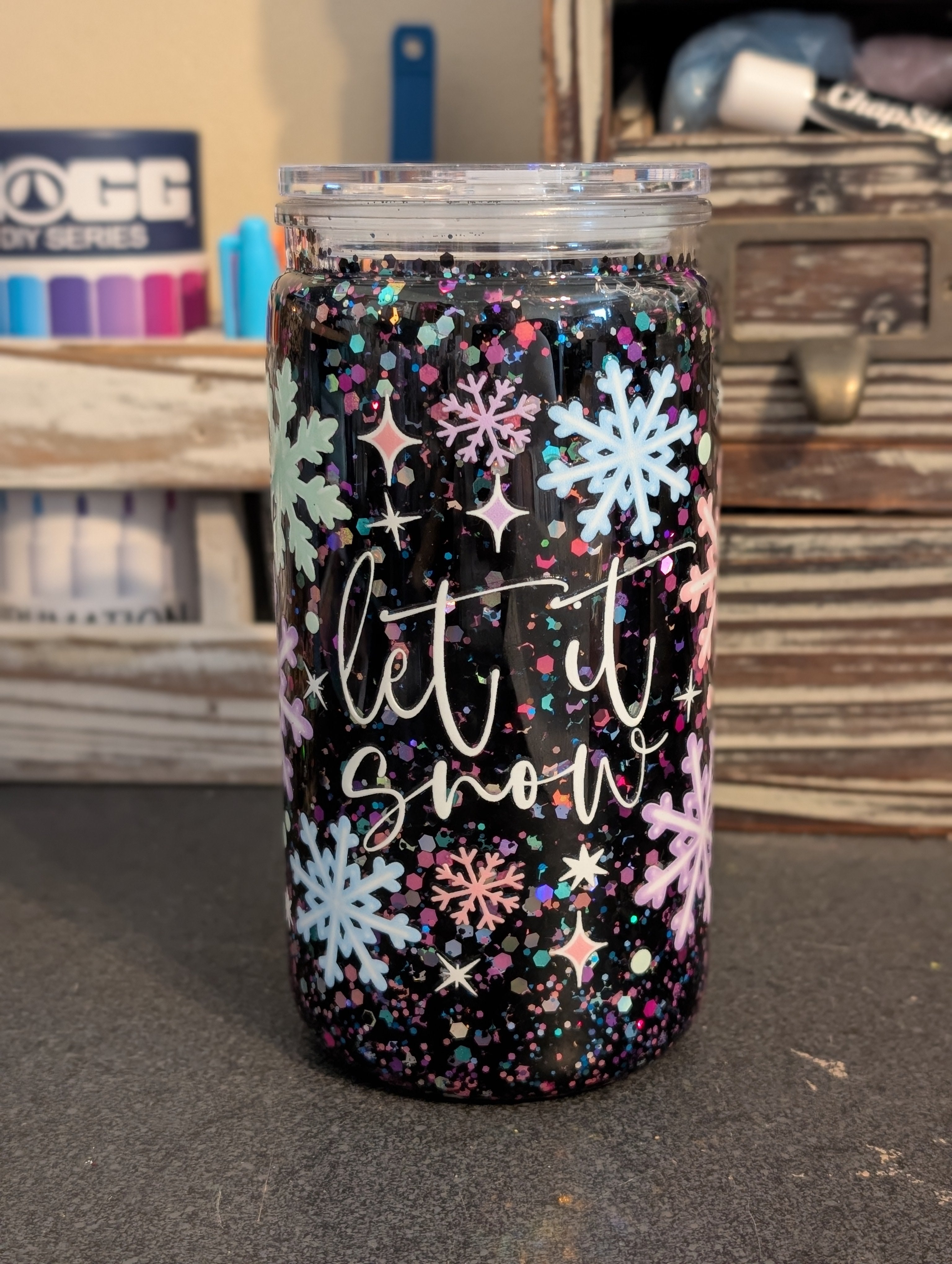 16oz Skinny Tumbler – Let It Snow Winter Design, Acrylic
