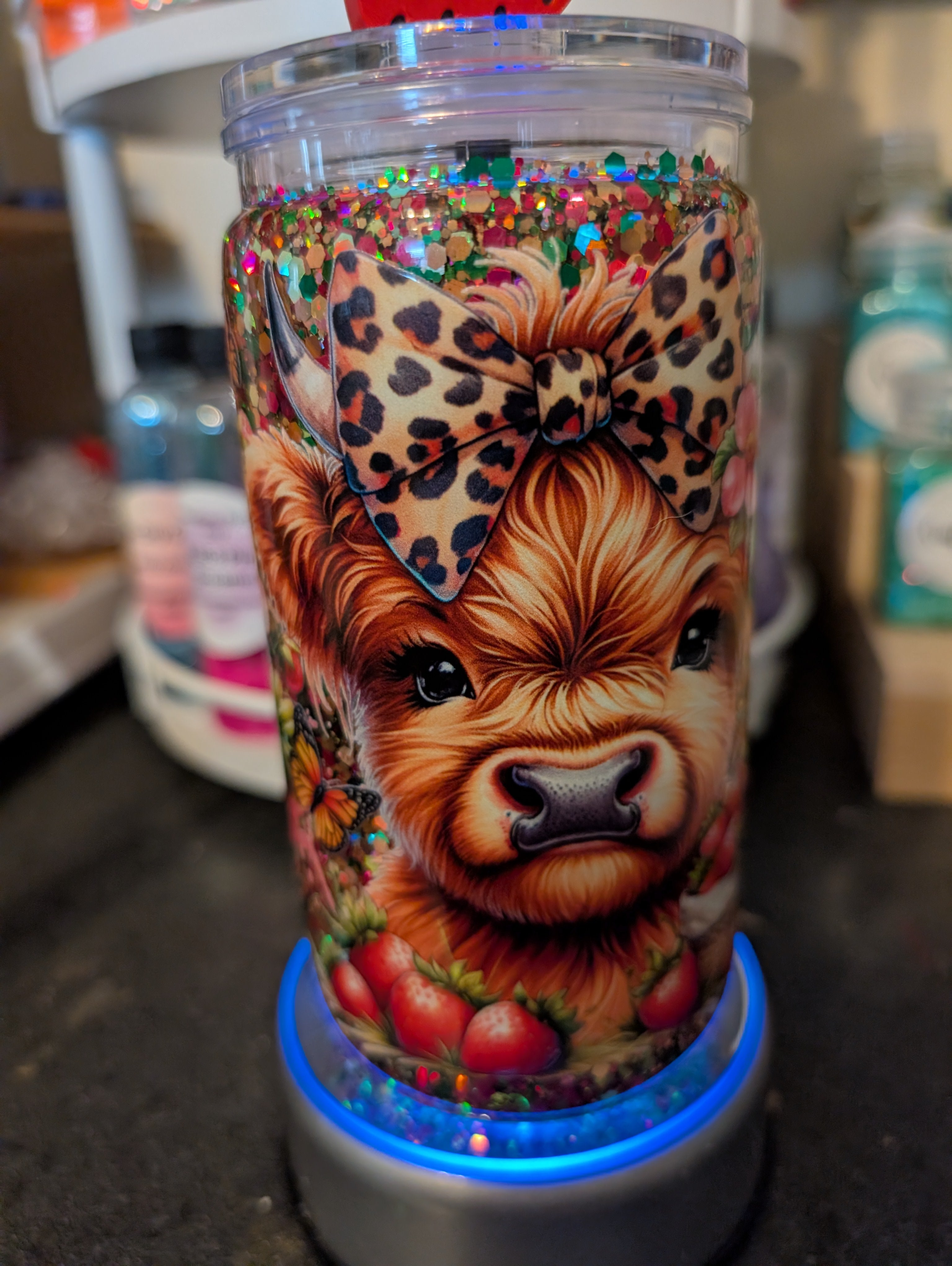16oz Skinny Tumbler – Cow Print Design, Acrylic