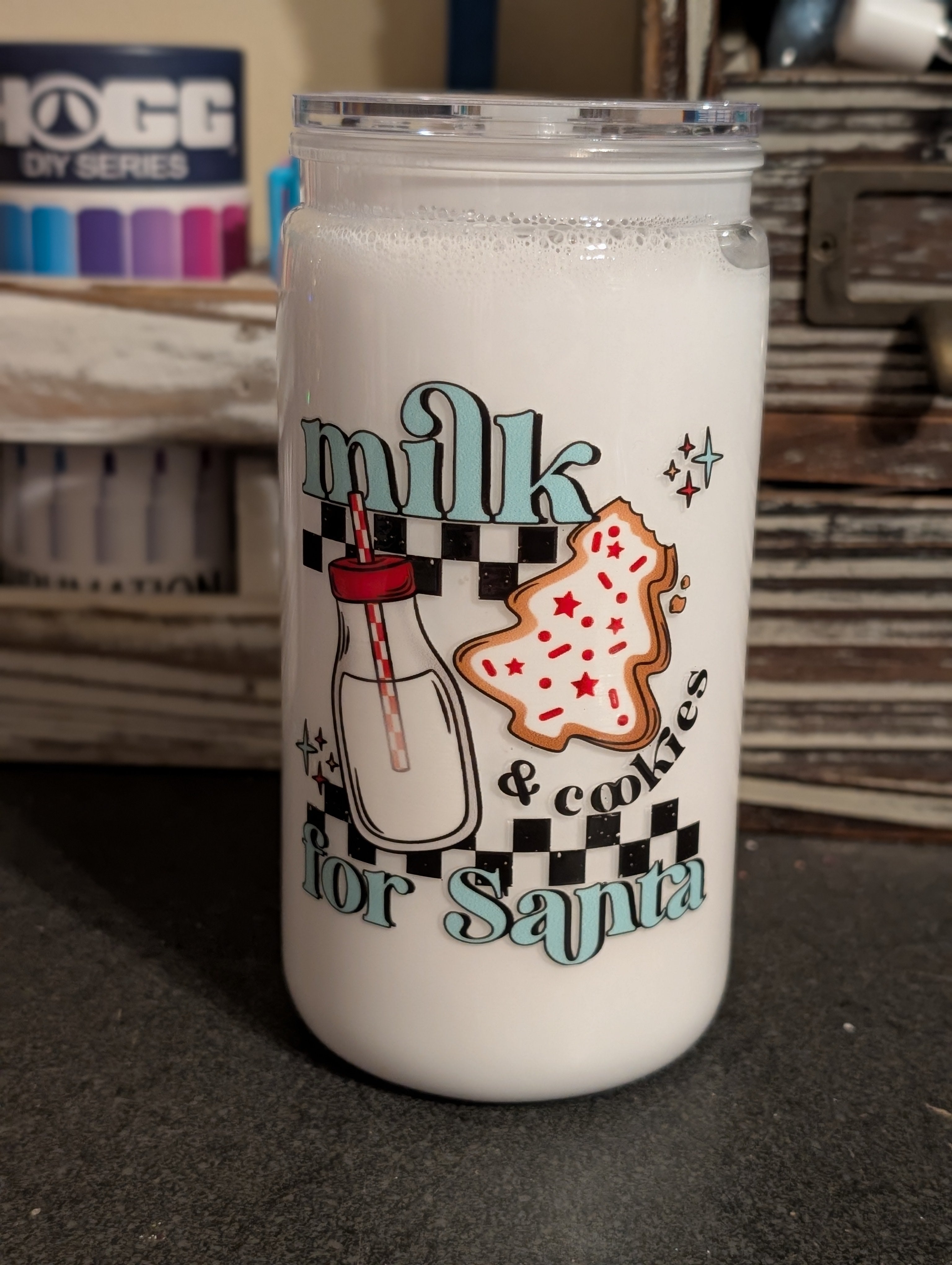 16oz Skinny Tumbler – Milk for Santa Christmas Design, Acrylic