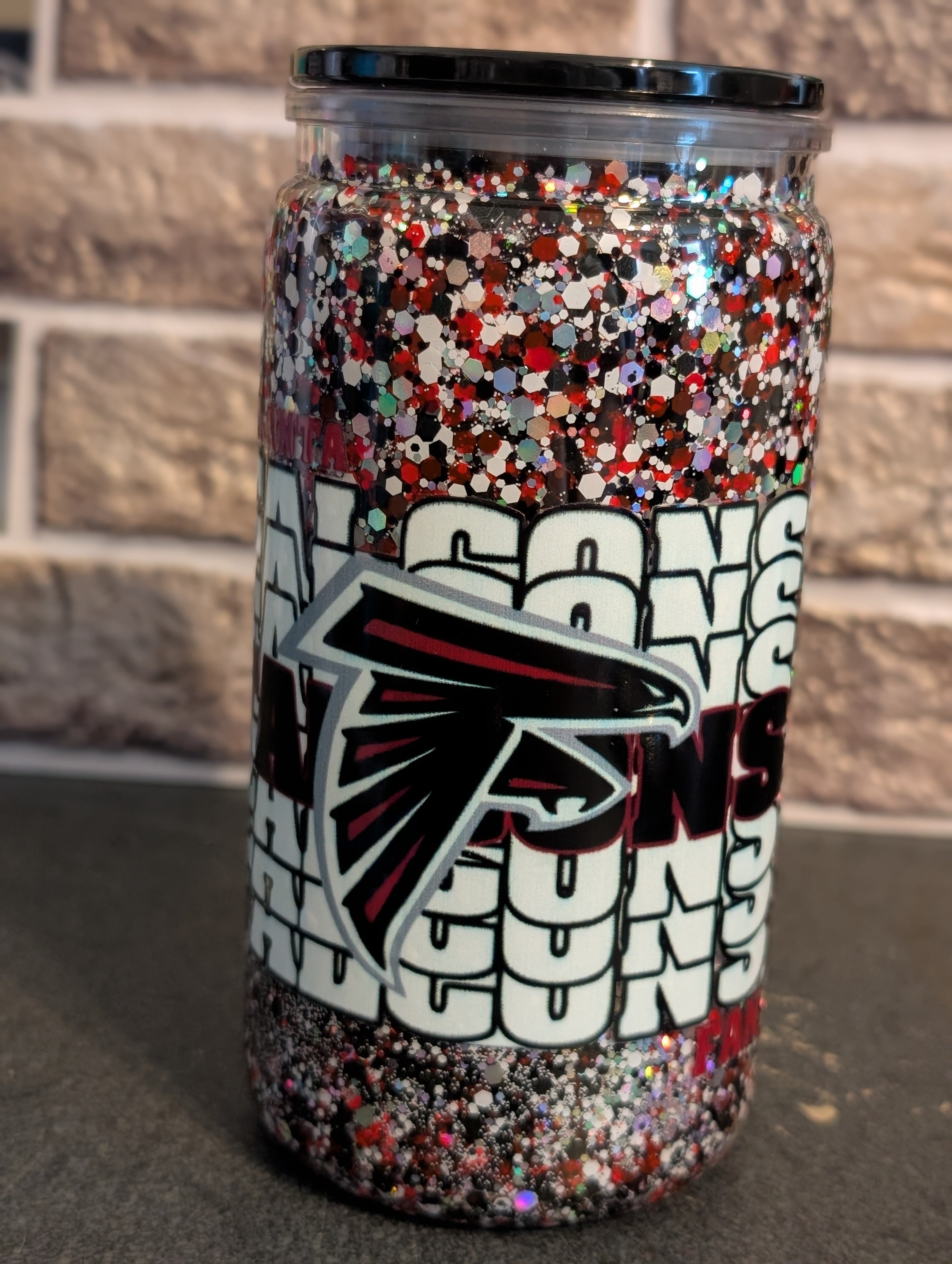 16oz Skinny Tumbler – Falcons Fan Design, Acrylic